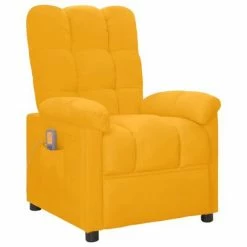 VidaXL Fauteuil de massage inclinable Jaune Tissu