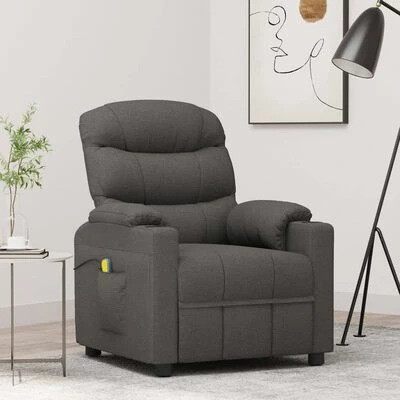 VidaXL Fauteuil de massage inclinable Gris foncé Tissu 2 VidaXL Fauteuil de massage inclinable Gris foncé Tissu – Image 2