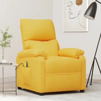 VidaXL Fauteuil de massage inclinable Jaune Tissu 2 VidaXL Fauteuil de massage inclinable Jaune Tissu – Image 2