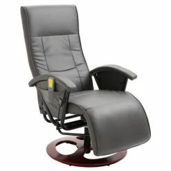 VidaXL Fauteuil de massage Gris Similicuir