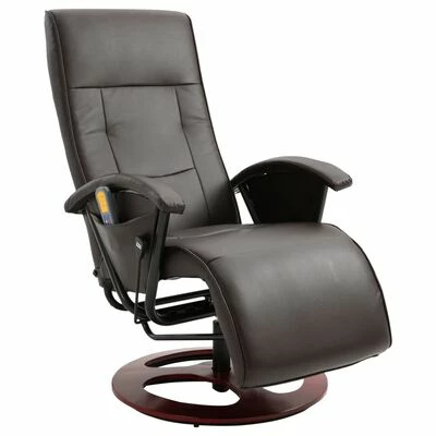 VidaXL Fauteuil de massage Marron Similicuir 1 VidaXL Fauteuil de massage Marron Similicuir