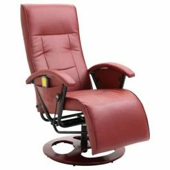VidaXL Fauteuil de massage Rouge bordeaux Similicuir