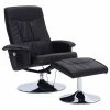 VidaXL Fauteuil de massage avec repose-pied Noir Similicuir