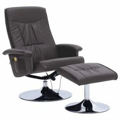 VidaXL Fauteuil de massage avec repose-pied Gris Similicuir