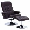 VidaXL Fauteuil de massage avec repose-pied Marron Similicuir