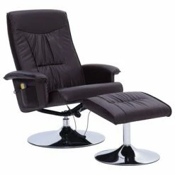 VidaXL Fauteuil de massage avec repose-pied Marron Similicuir