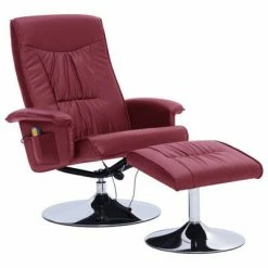 VidaXL Fauteuil de massage avec repose-pied Rouge bordeaux Similicuir