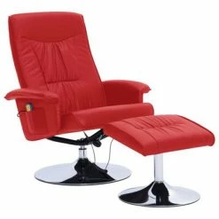 VidaXL Fauteuil de massage avec repose-pied Rouge Similicuir