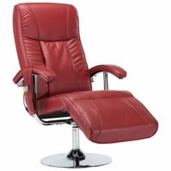 VidaXL Fauteuil de massage Rouge bordeaux Similicuir