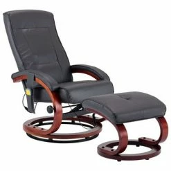 VidaXL Fauteuil de massage avec repose-pieds Gris Similicuir