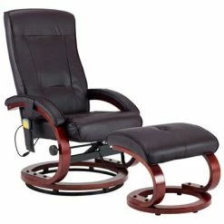 VidaXL Fauteuil de massage avec repose-pieds Marron Similicuir