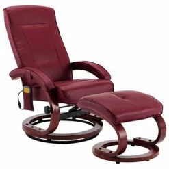 VidaXL Fauteuil de massage avec repose-pieds Rouge bordeaux Similicuir
