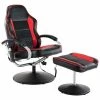 VidaXL Fauteuil de massage avec repose-pied Noir et rouge Similicuir
