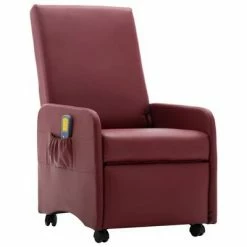 VidaXL Fauteuil de massage Rouge bordeaux Similicuir