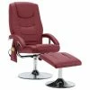 VidaXL Fauteuil de massage avec repose-pied Rouge bordeaux Similicuir