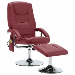 VidaXL Fauteuil de massage avec repose-pied Rouge bordeaux Similicuir