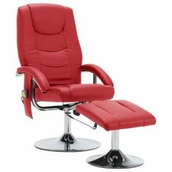 VidaXL Fauteuil de massage avec repose-pied Rouge Similicuir