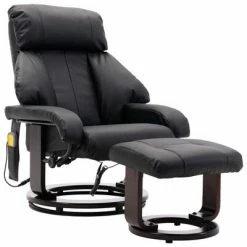 VidaXL Fauteuil de massage TV Noir Similicuir