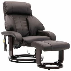VidaXL Fauteuil de massage TV Marron Similicuir
