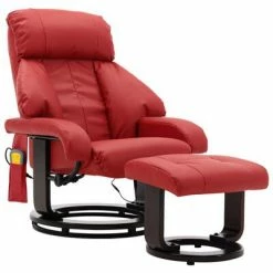 VidaXL Fauteuil de massage TV Rouge Similicuir