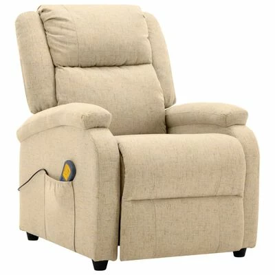 VidaXL Fauteuil de massage Crème Tissu 1 VidaXL Fauteuil de massage Crème Tissu