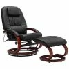 VidaXL Fauteuil de massage avec repose-pied Noir Similicuir