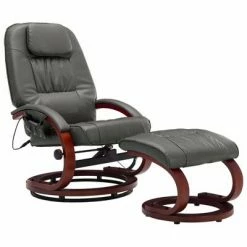 VidaXL Fauteuil de massage avec repose-pied Gris Similicuir