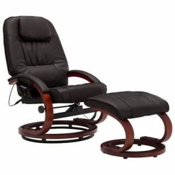 VidaXL Fauteuil de massage avec repose-pied Marron Similicuir