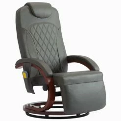 VidaXL Fauteuil de massage TV Gris Similicuir