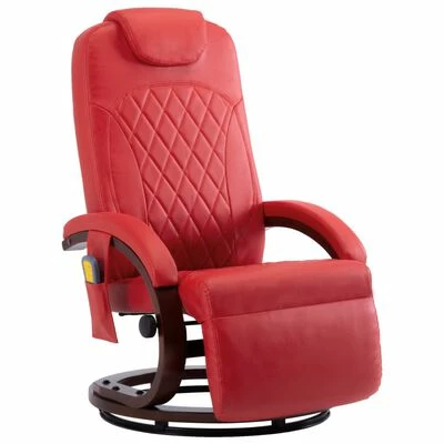 VidaXL Fauteuil de massage TV Rouge Similicuir 1 VidaXL Fauteuil de massage TV Rouge Similicuir