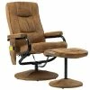 VidaXL Fauteuil de massage avec repose-pied Marron Similicuir daim