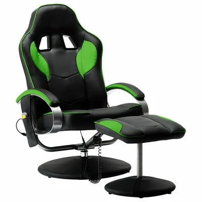VidaXL Fauteuil de massage avec repose-pied Vert Similicuir 1 VidaXL Fauteuil de massage avec repose-pied Vert Similicuir