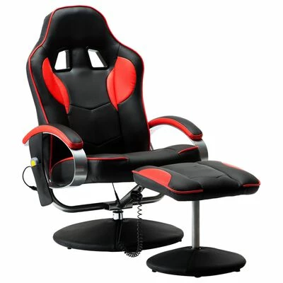 VidaXL Fauteuil de massage avec repose-pied Rouge Similicuir 1 VidaXL Fauteuil de massage avec repose-pied Rouge Similicuir