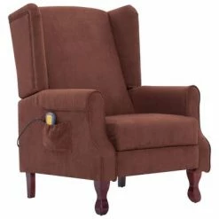 VidaXL Fauteuil inclinable de massage Marron Tissu