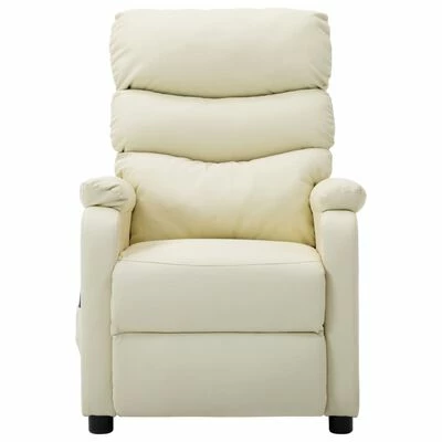 VidaXL Fauteuil de massage inclinable Crème Similicuir 2 VidaXL Fauteuil de massage inclinable Crème Similicuir – Image 2