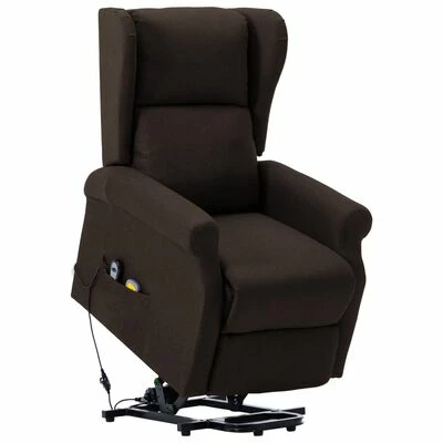 VidaXL Fauteuil de massage inclinable Marron foncé Tissu 1 VidaXL Fauteuil de massage inclinable Marron foncé Tissu