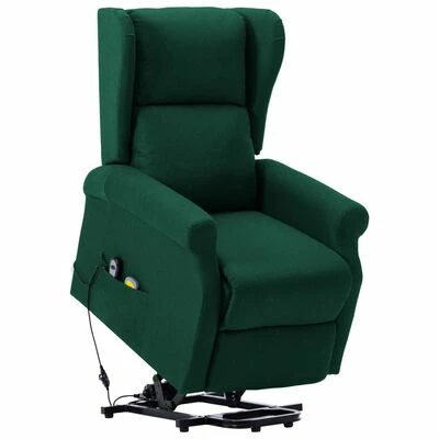 VidaXL Fauteuil de massage inclinable Vert Tissu 1 VidaXL Fauteuil de massage inclinable Vert Tissu