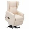 VidaXL Fauteuil de massage inclinable Crème Tissu