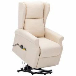 VidaXL Fauteuil de massage inclinable Crème Tissu