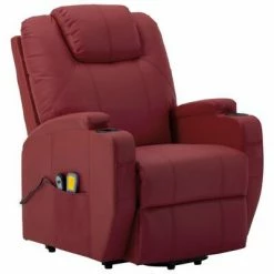 VidaXL Fauteuil inclinable de massage Rouge bordeaux Similicuir -Fauteuils électriques Soldes image 2 289761