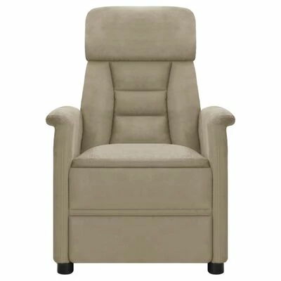VidaXL Fauteuil inclinable de massage Gris clair Similicuir daim 2 VidaXL Fauteuil inclinable de massage Gris clair Similicuir daim – Image 2
