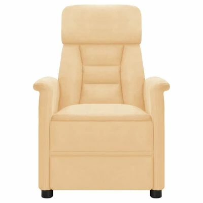 VidaXL Fauteuil inclinable de massage Crème Similicuir daim 2 VidaXL Fauteuil inclinable de massage Crème Similicuir daim – Image 2