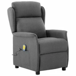 VidaXL Fauteuil inclinable de massage Gris clair Tissu