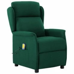 VidaXL Fauteuil inclinable de massage Vert foncé Tissu