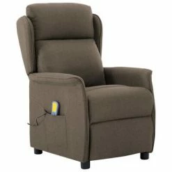VidaXL Fauteuil inclinable de massage Taupe Tissu