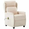 VidaXL Fauteuil inclinable de massage Crème Tissu