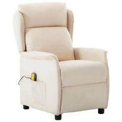VidaXL Fauteuil inclinable de massage Crème Tissu
