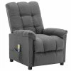 VidaXL Fauteuil inclinable de massage Gris clair Tissu