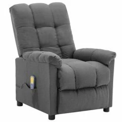VidaXL Fauteuil inclinable de massage Gris clair Tissu