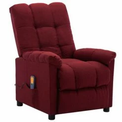 VidaXL Fauteuil inclinable de massage Rouge bordeaux Tissu